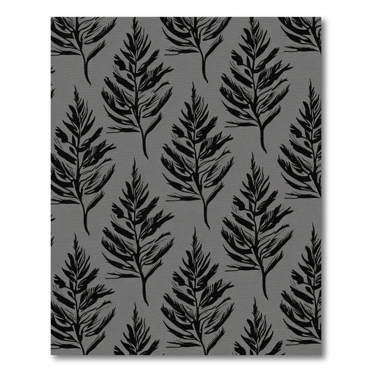 Monochromatic Black Fern Branch Repeat Rug