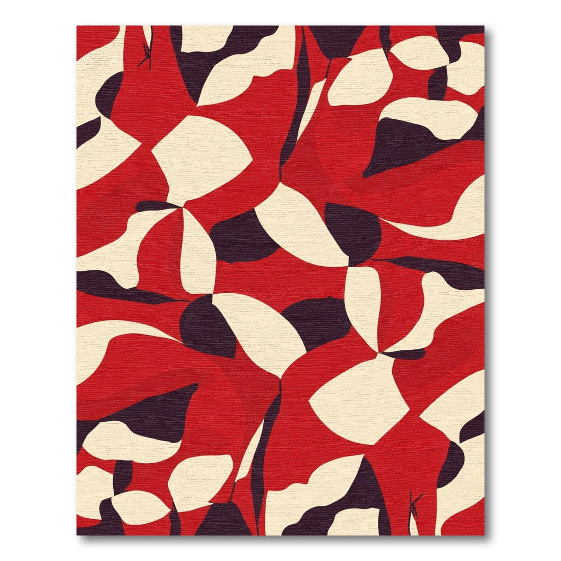 Bold Red Cream Organic Flow Rug