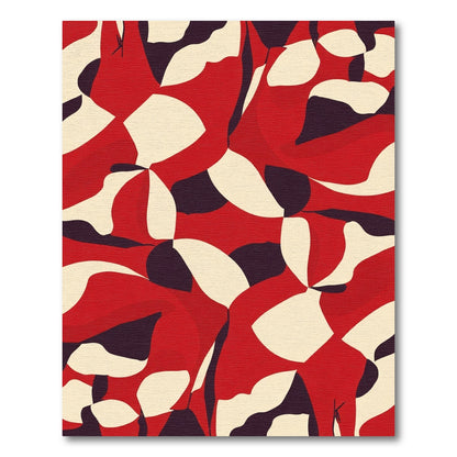 Bold Red Cream Organic Flow Rug