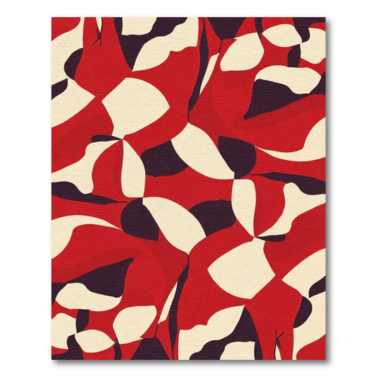 Bold Red Cream Organic Flow Rug