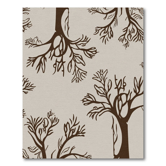 Brown Tree Branches Line Art Rug