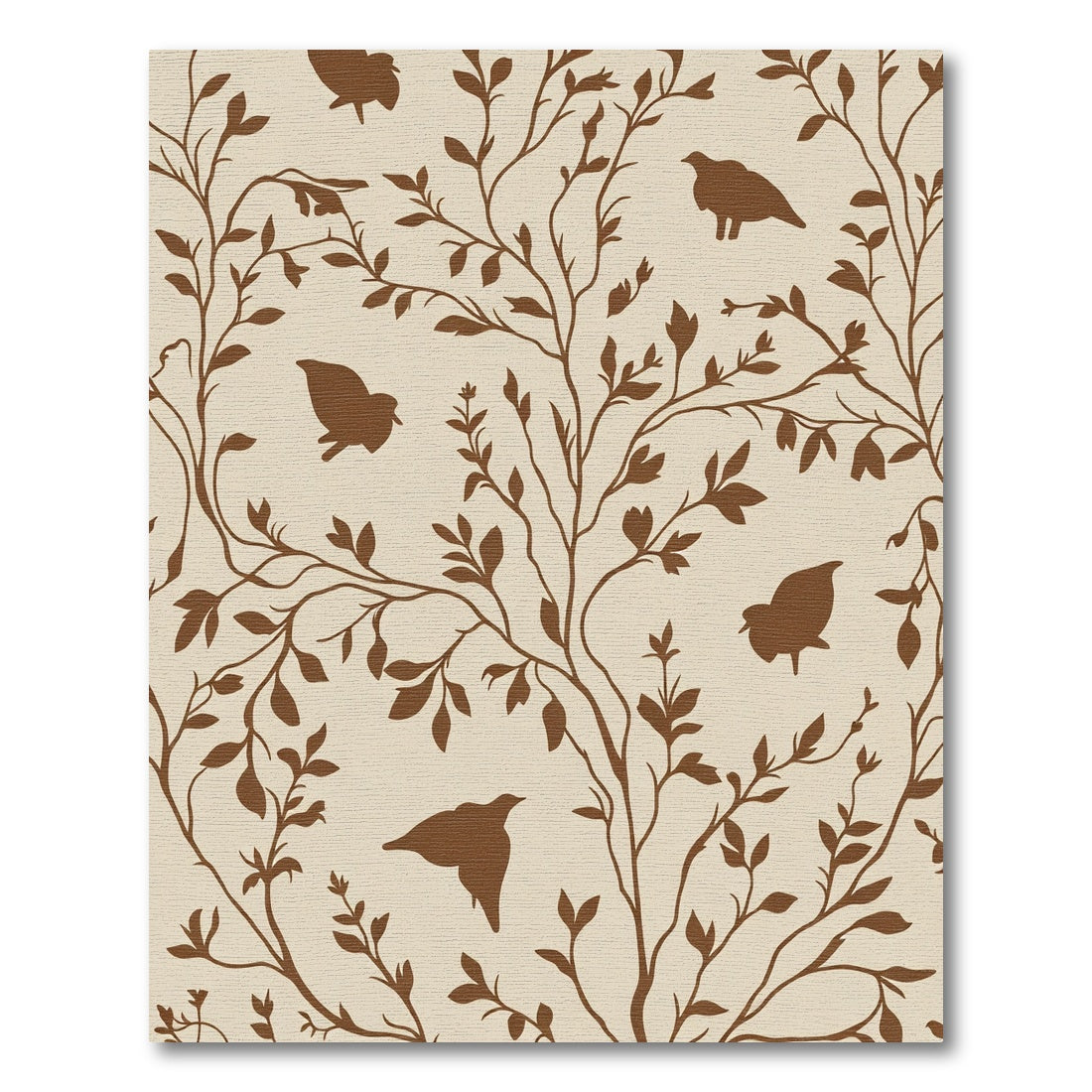 Brown Silhouetted Birds Amongst Branches Rug