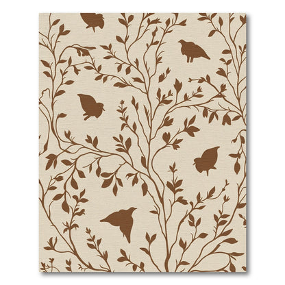 Brown Silhouetted Birds Amongst Branches Rug