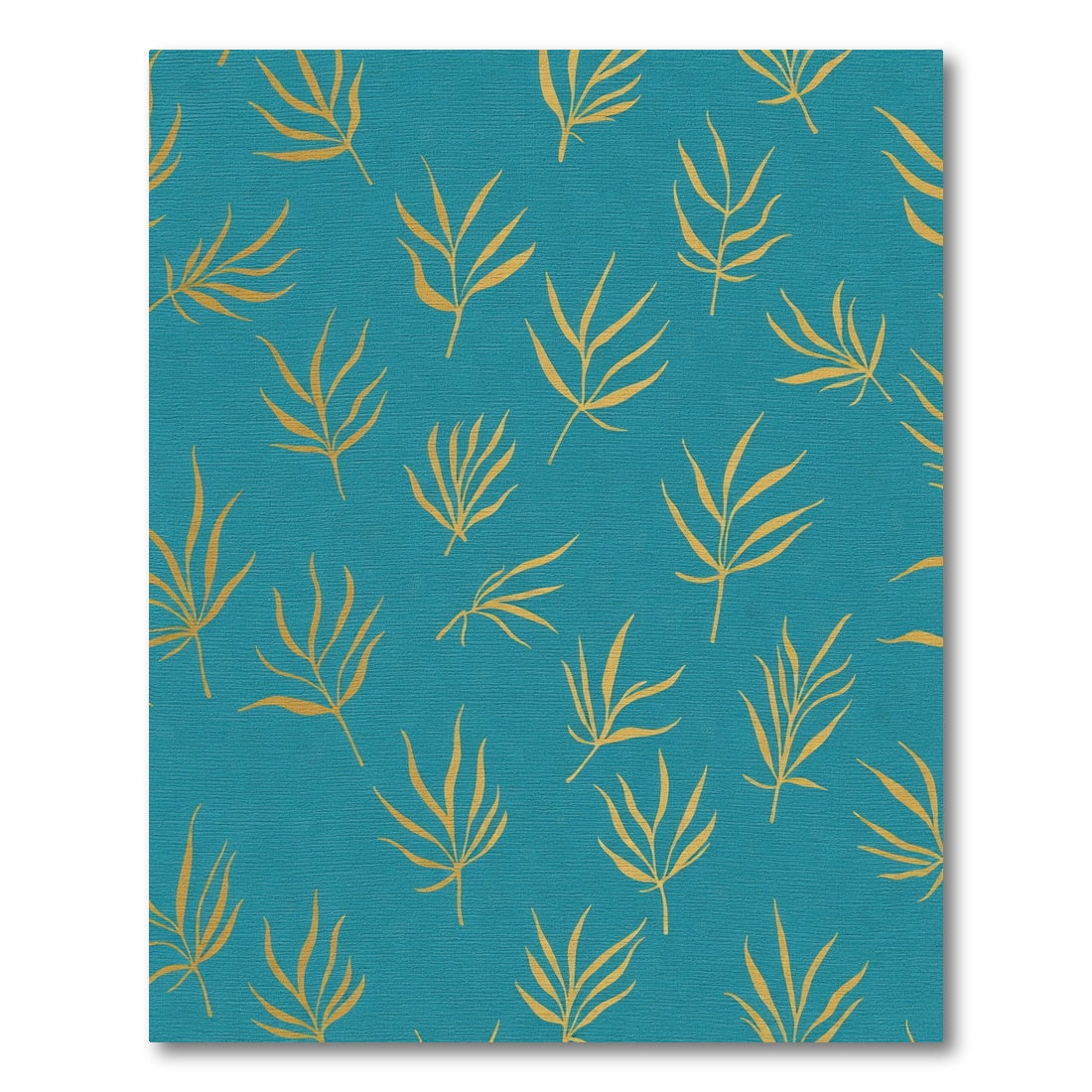 Teal Yellow Palm Frond Scatter Rug