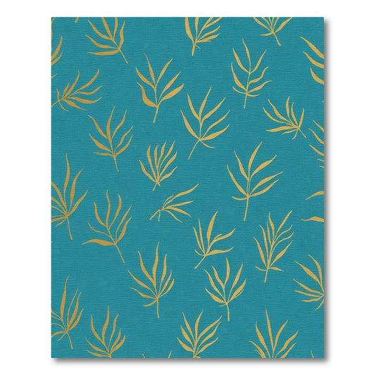 Teal Yellow Palm Frond Scatter Rug