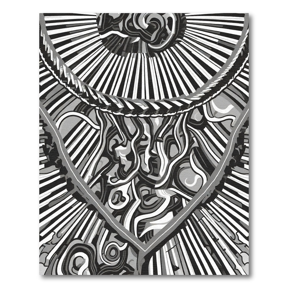 Monochrome Abstract Swirl Radiating Lines Rug