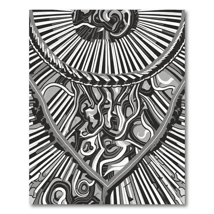 Monochrome Abstract Swirl Radiating Lines Rug