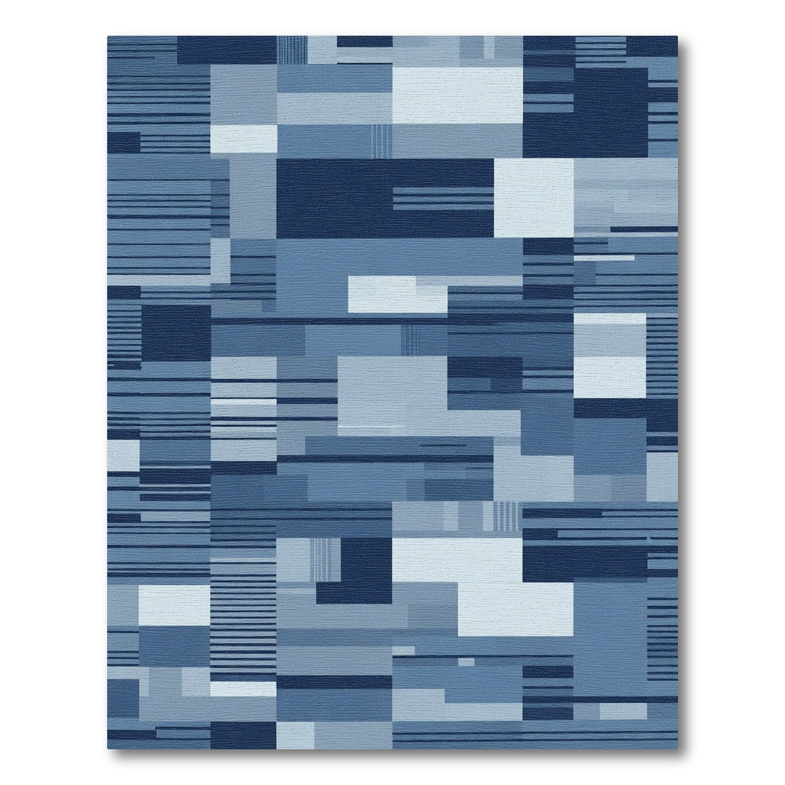 Shades of Blue Geometric Abstraction Rug