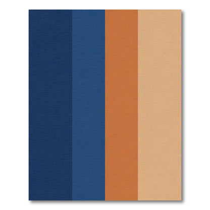 Deep Blue Orange Striped Rug