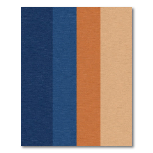 Deep Blue Orange Striped Rug