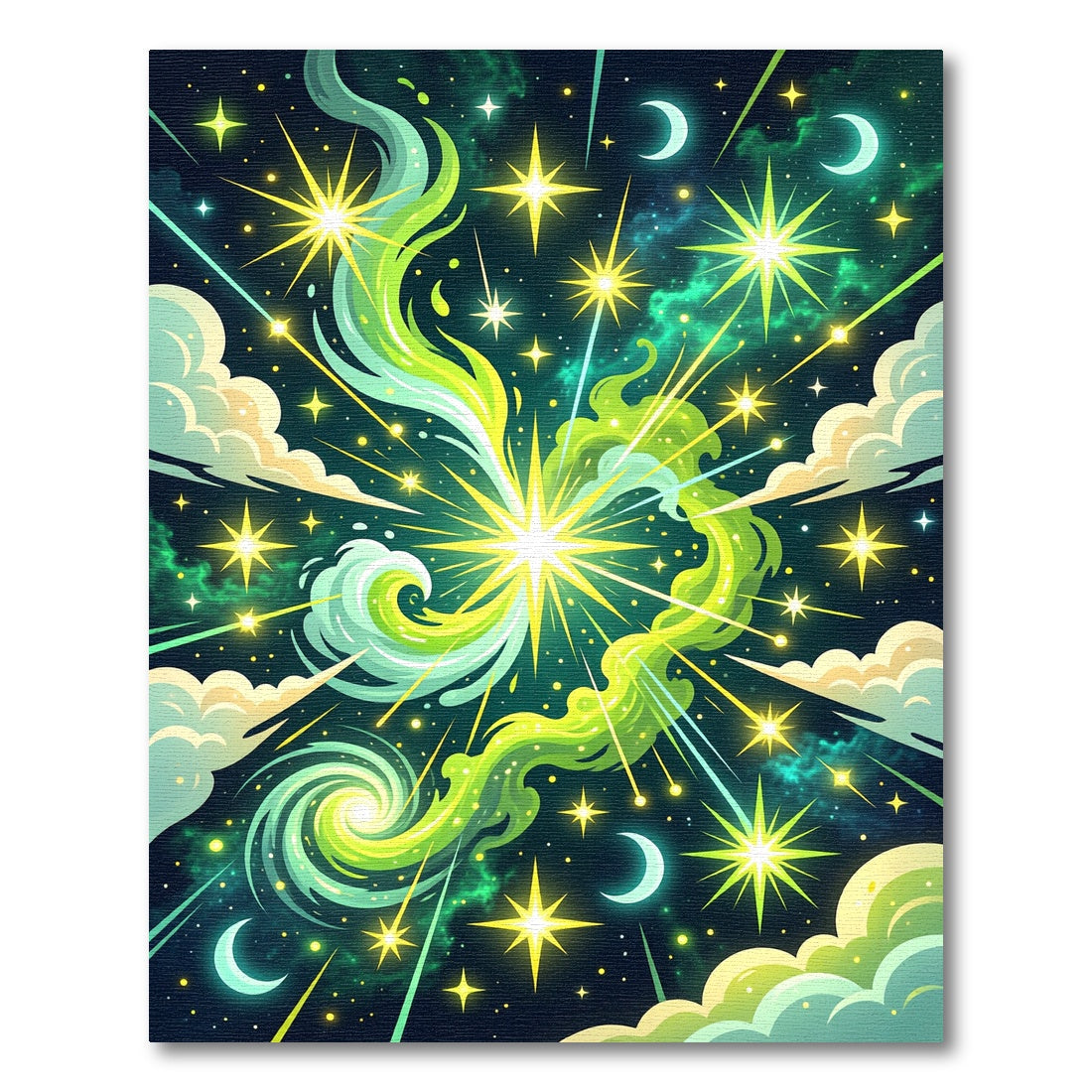 Cosmic Nebula Yellow Green Swirl Rug