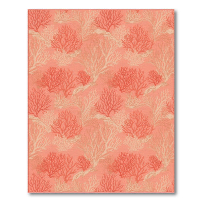 Pink Coastal Beach Pink Coral Reef Coastal Area Rug