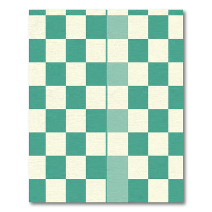 Aqua Cream Checkerboard Squares Rug
