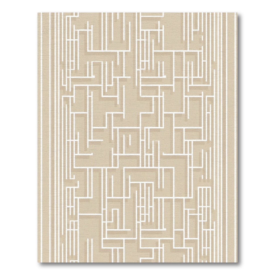 Modern Beige Geometric Labyrinth Rug