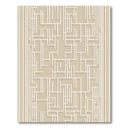 Modern Beige Geometric Labyrinth Rug