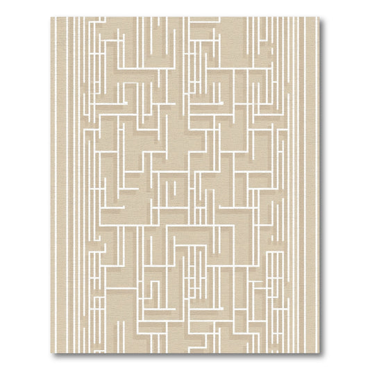 Modern Beige Geometric Labyrinth Rug