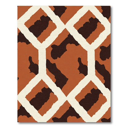 Terracotta Abstract Geometric Camouflage Rug