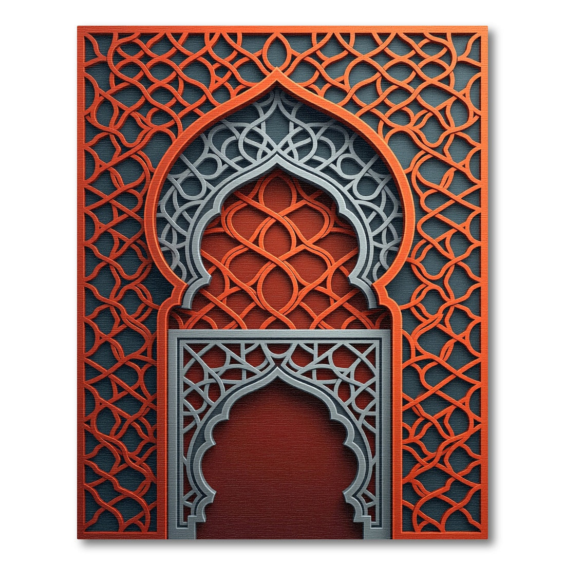 Orange Grey Interlocking Arch Rug