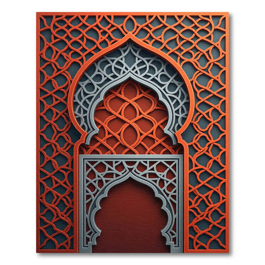 Orange Grey Interlocking Arch Rug