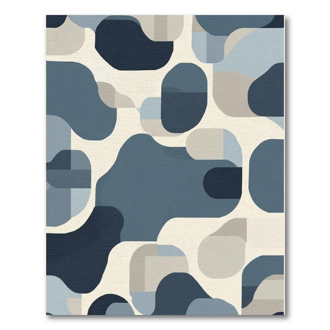 Abstract Navy Blend Organic Shapes Rug