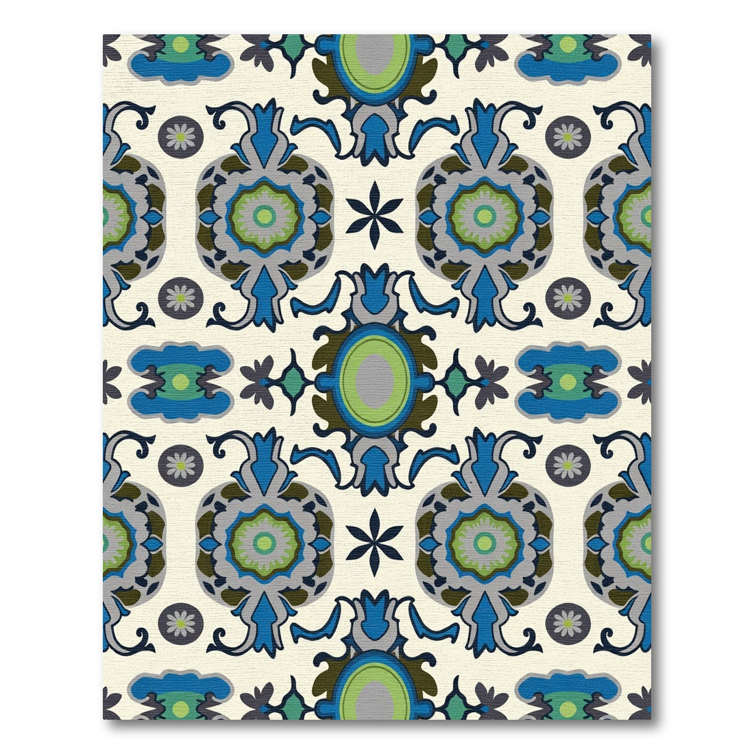Emerald Blue Ogee Medallion Rug
