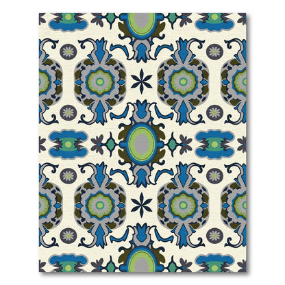 Emerald Blue Ogee Medallion Rug