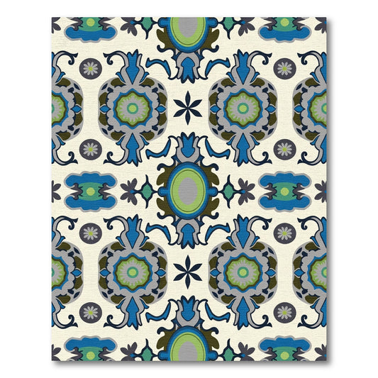 Emerald Blue Ogee Medallion Rug