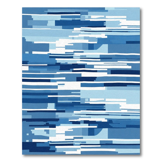 Abstract Blue Geometric Line Rug