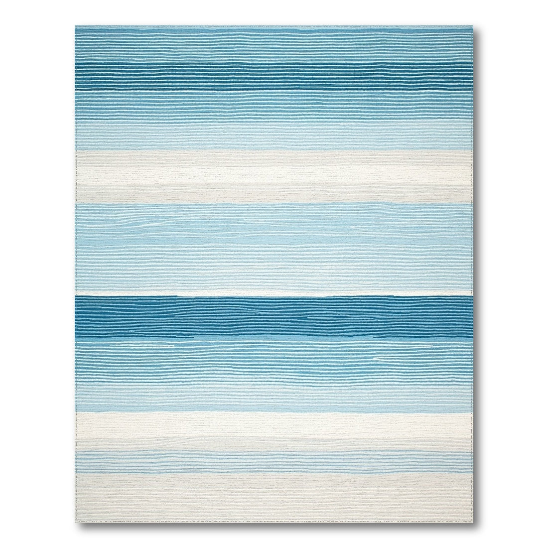 Gradient Blue Horizontal Striped Rug