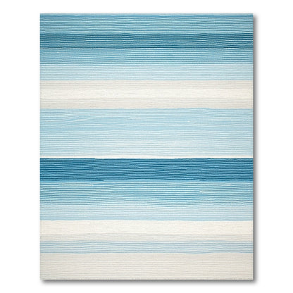 Gradient Blue Horizontal Striped Rug