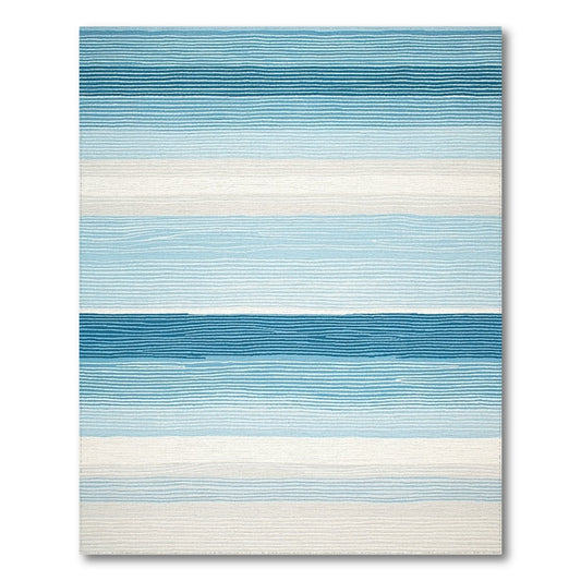 Gradient Blue Horizontal Striped Rug