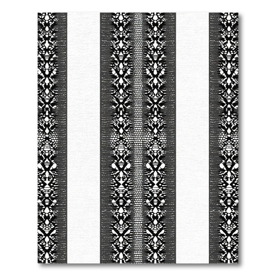 Dark Gray Ornamental Stripe Rug