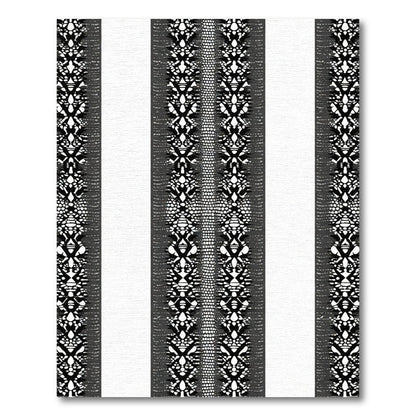 Dark Gray Ornamental Stripe Rug