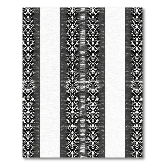 Dark Gray Ornamental Stripe Rug