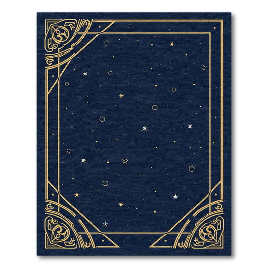 Golden Celestial Night Sky Border Rug