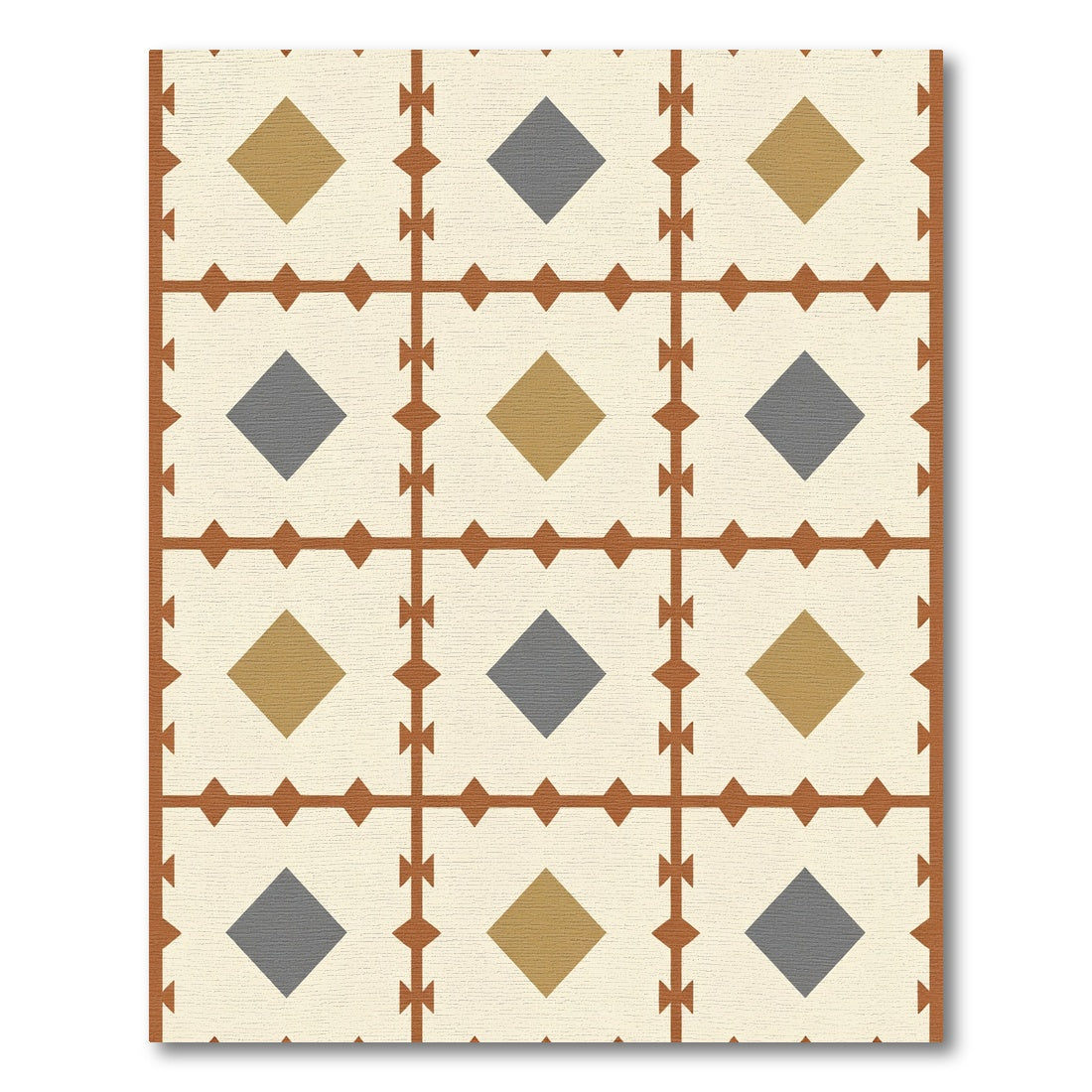 Earthy Diamond Grid Inlay Rug