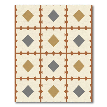 Earthy Diamond Grid Inlay Rug
