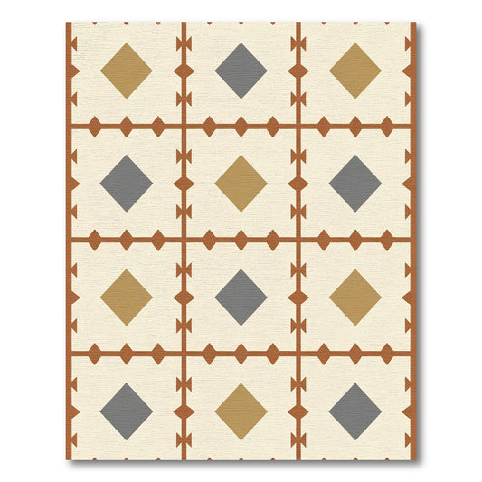 Earthy Diamond Grid Inlay Rug
