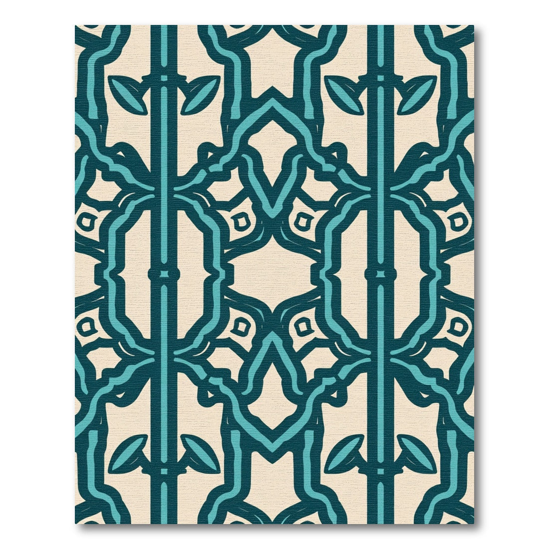 Teal And Cream Archway Medallion Rug
