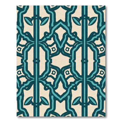 Teal And Cream Archway Medallion Rug