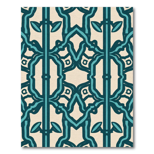 Teal And Cream Archway Medallion Rug