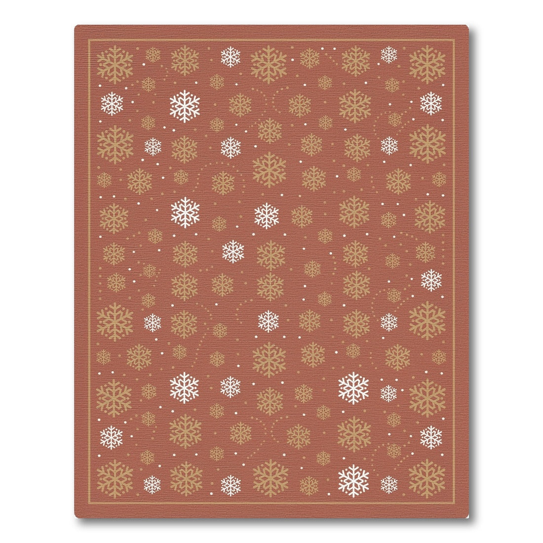 Red Snowflake Geometric Area Rug