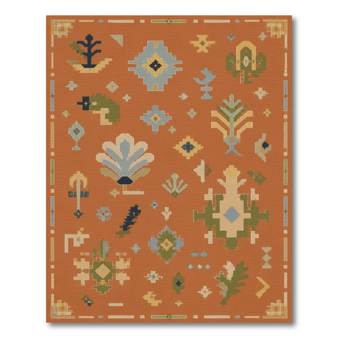 Southwestern Orange Geometric Area Rug