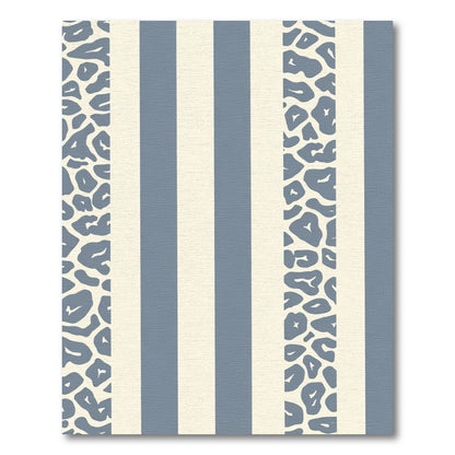 Blue Leopard Print Stripe Rug
