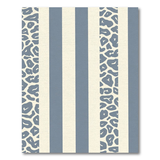 Blue Leopard Print Stripe Rug