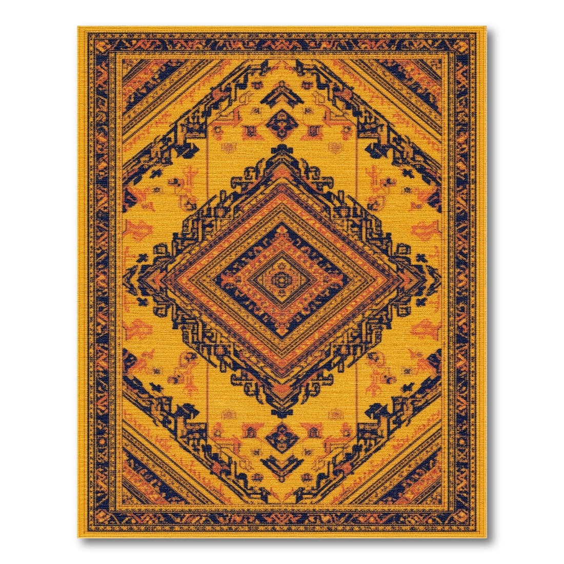 Yellow Southwestern Diamond Medallion Rug