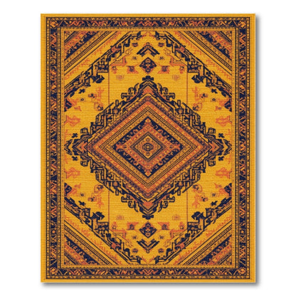 Yellow Southwestern Diamond Medallion Rug