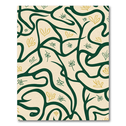 Emerald Swirl Botanical Abstract Rug