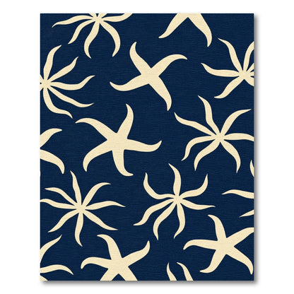 Cream Starfish Navy All-Over Rug