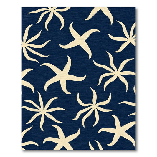Cream Starfish Navy All-Over Rug